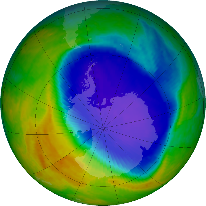 Antarctic ozone map for 24 October 2001
